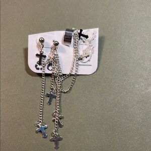 Silver Sparkle Chain Earrings